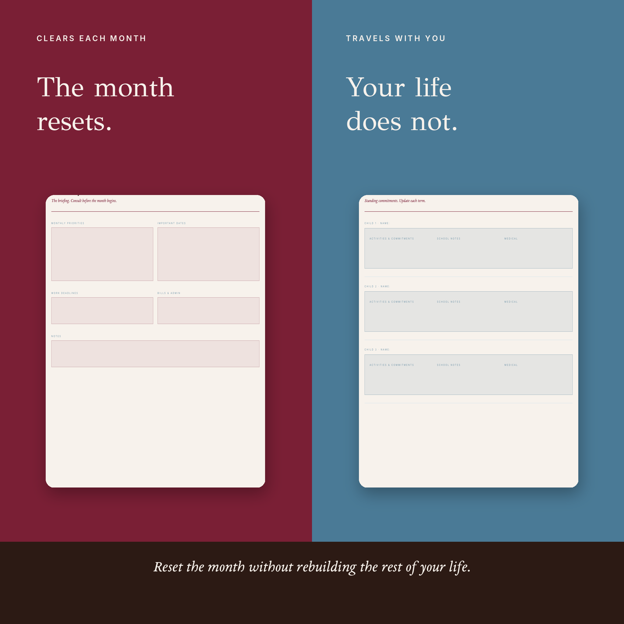 Never Missed a Thing — School-Age Monthly Planner